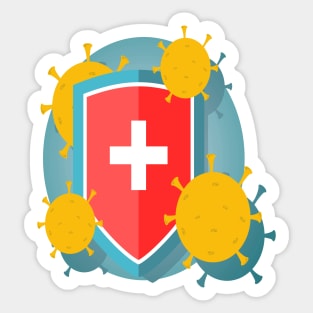 Protective shield with virus molecules, coronavirus, quarantine, corona, virus, pandemic, covid 19, covid19. Sticker